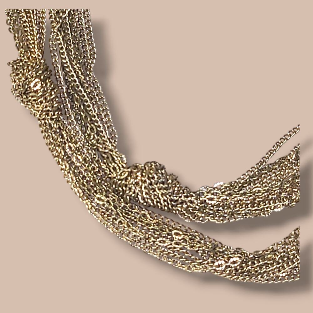 Erica‎ Lyons Gold Tone Multi Chain Knotted Station Necklace 40"-44" - Picture 2 of 6